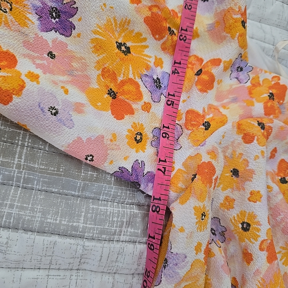 Floral Puff Sleeve Dress Fit And Flare Sz 8 - Picture 7 of 8